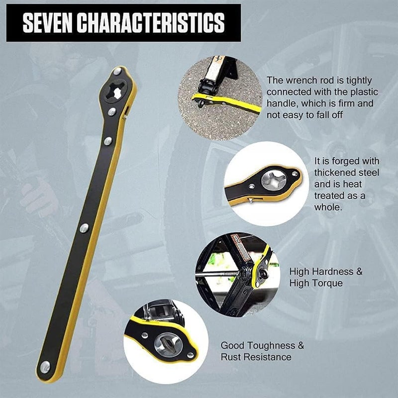 Bukela Car Jack Wrench, 360° Swivel Labor-Saving Car Jack Ratchet Wrench with Long Handle, Scissor Jack Lift Speed Handle Tool for Travel, Van, SUV and Other Vehicles,34cm - Image 3